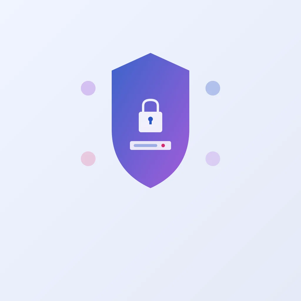 Escudo de seguridad con iconos de licencia y candado